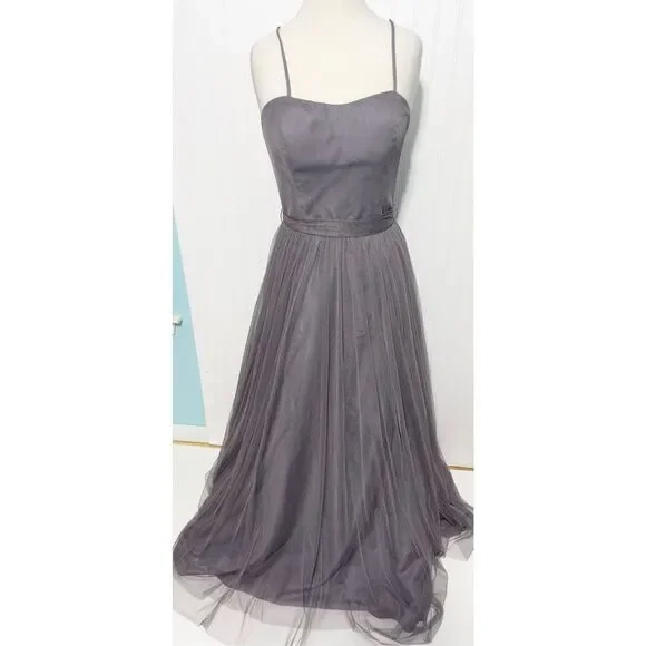bobbinet bridesmaid dresses BABARONI Spaghetti Strap Chiffon Bridesmaid Gowns-Silver, Silver / US0